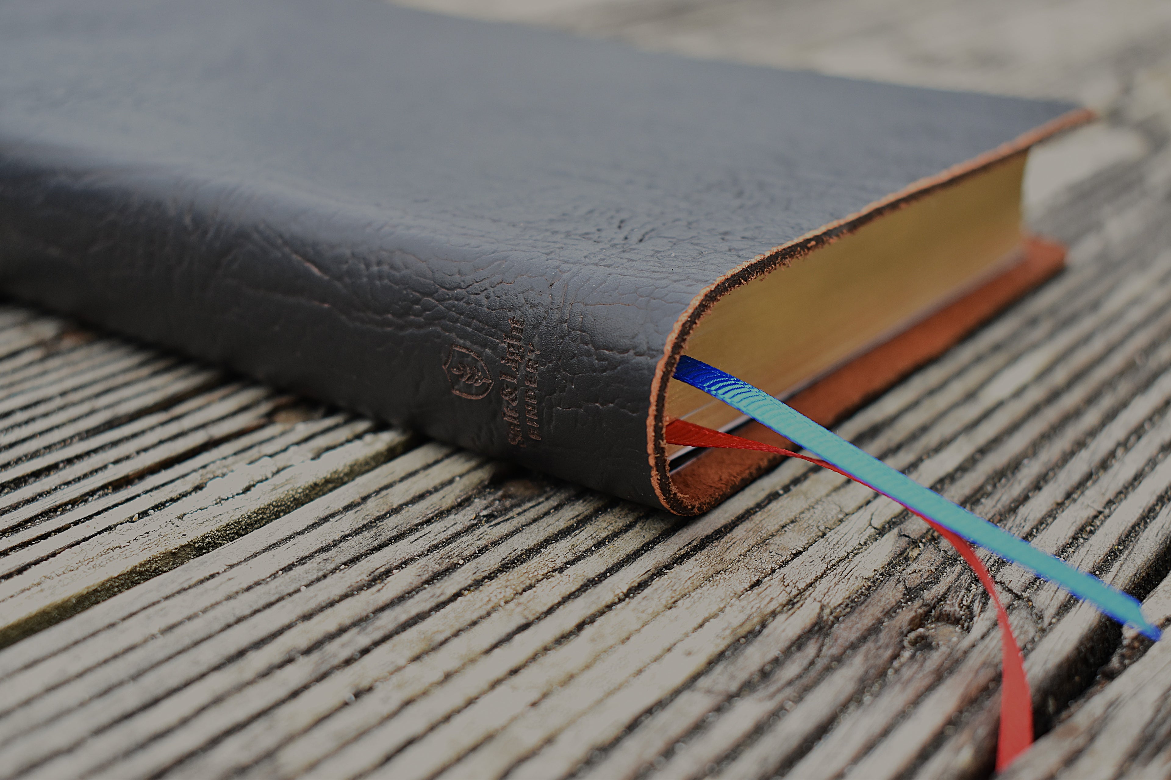 ESV Thinline Handbound Leather Bible - Obsidian Burnt Orange, Personalised