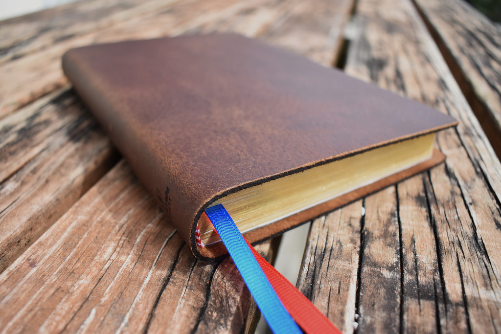 ESV Thinline Handbound Leather Bible - Brown Tan, Personalised