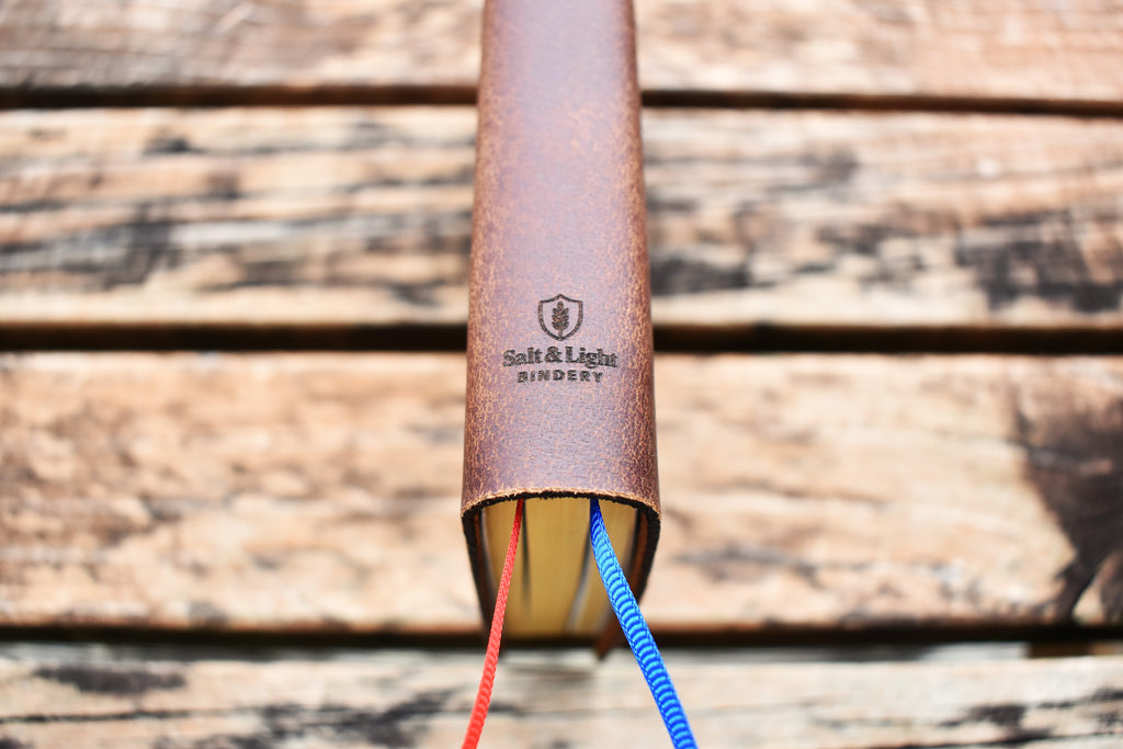 Brown Leather ESV Bible by Salt and Light. Personalised custom engraved leather bible. Thinline version