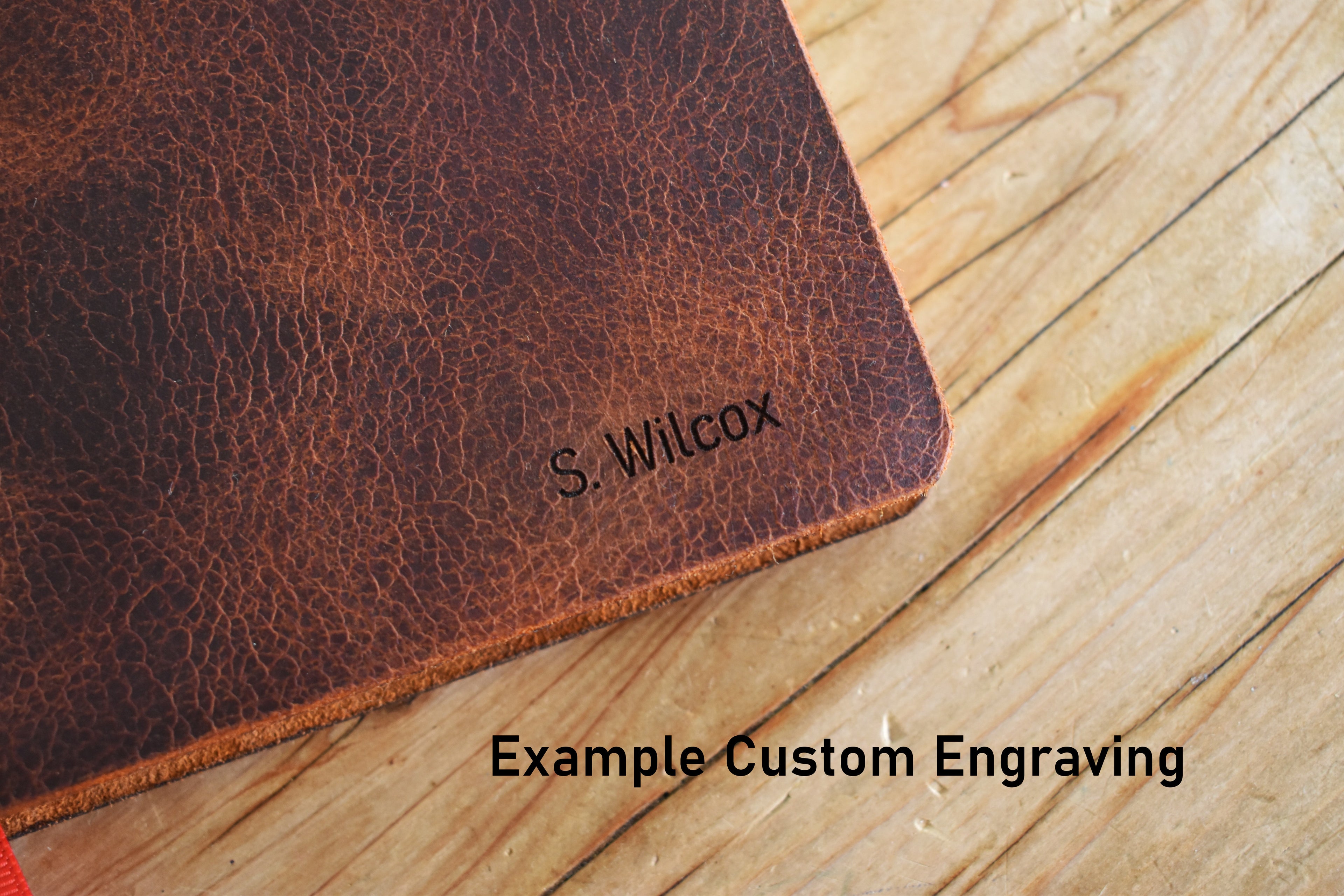 Example Custom Engraving on Personalised Leather Bible