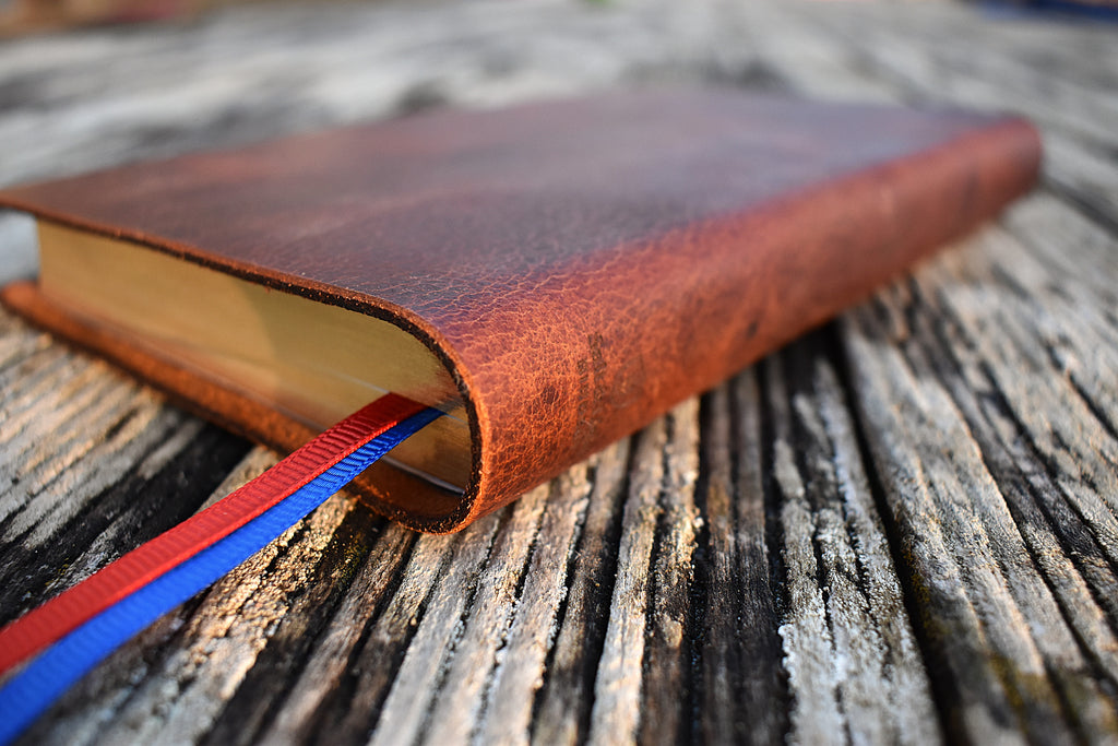 hand made leather bound salt and light esv thinline leather bible - Copper colour leather