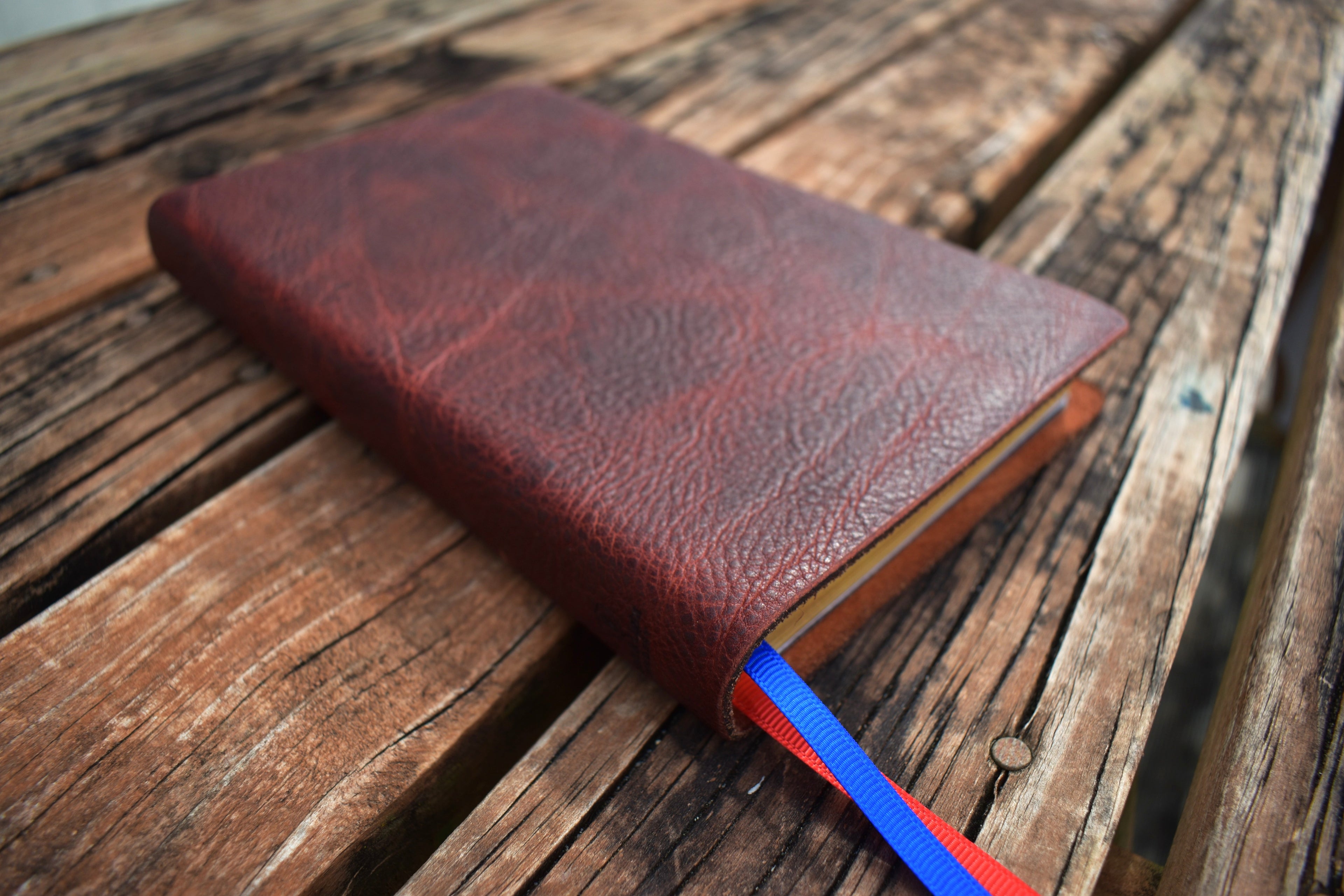 ESV Thinline Handbound Leather Bible - Red Wrangler, Personalised